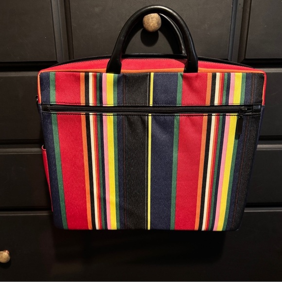 VTG Y2K Padded Cotton Striped Stiff Laptop Bag Side Pocket Colorful NWOT RARE - Picture 2 of 9